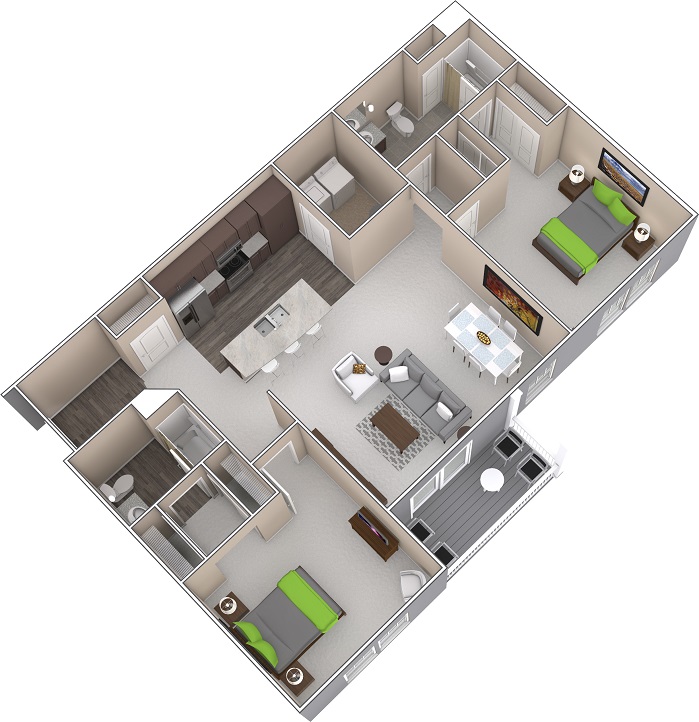 2BD-2BA Floor Plan