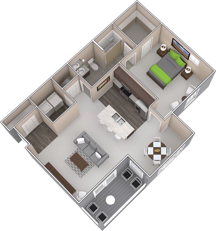 1BD-1BA Floor Plan